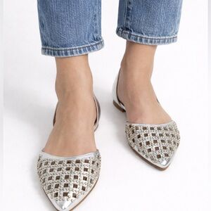 Jeffrey Campbell Metallic Silver Flats